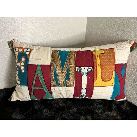 Pier 1 family patchwork throw pillow lumbar